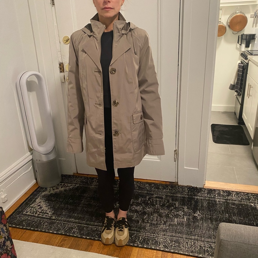 Brown all weather jacket with hood
